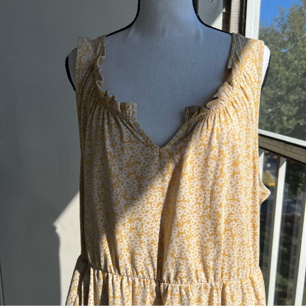 Lucky Brand Yellow Ditsy Floral Ruffle Mini Dress - Picture 2 of 7